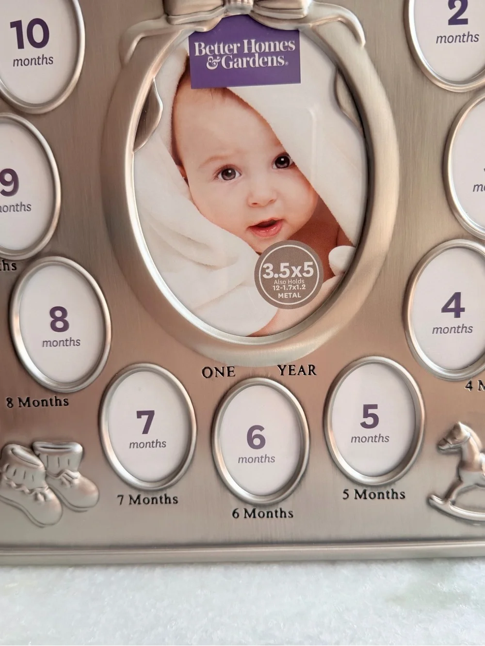 My First Year Silver Baby Photo Frame - Monthly Collage